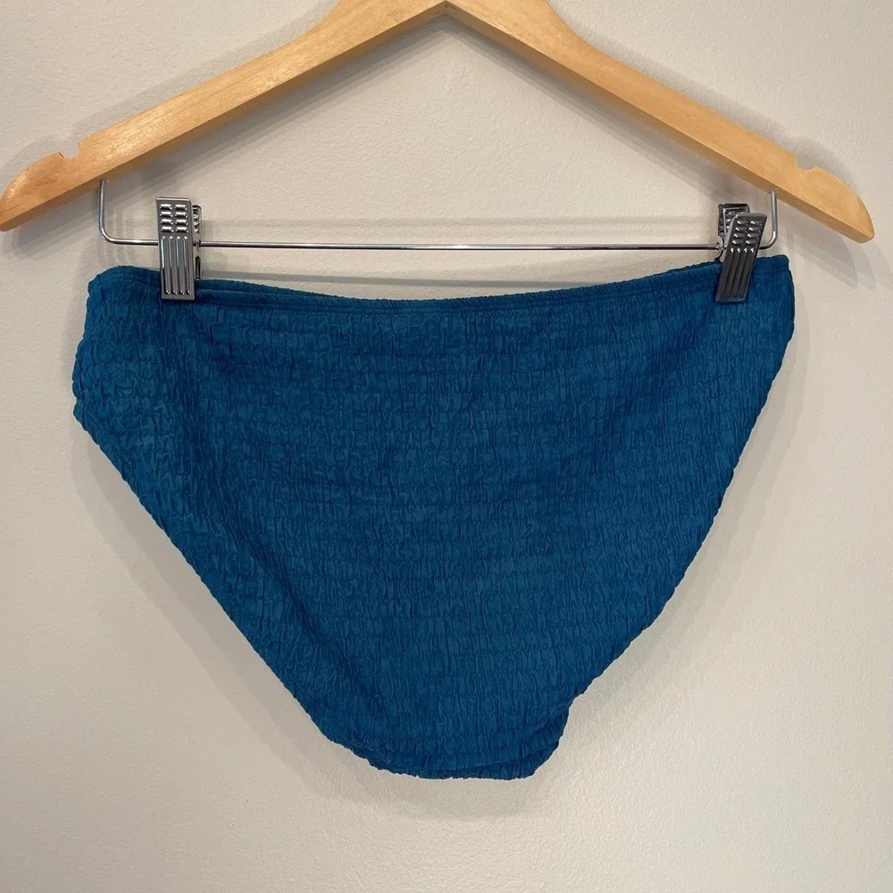Andie Swim Bikini Bottom Textured Swimsuit Blue Teal Beach Vacation‎ Pool NWOT